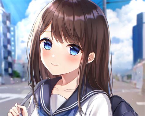 Pretty Anime Girl With Brown Hair And Blue Eyes Hot Sex Picture