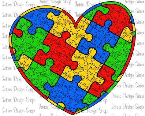 Autism Heart Pngautism Puzzle Heart Designautism Awareness Etsy