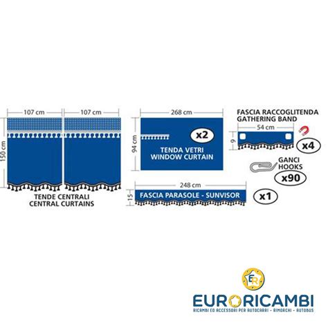 Set Tende In Microfibra Per Camion Blu Euroricambi Potenza