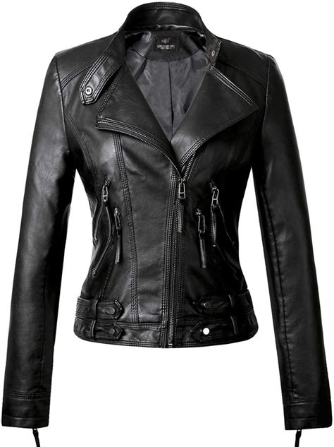 Tanming Women S Faux Leather Moto Biker Short Coat Jacket Leather Jackets Women Faux Leather