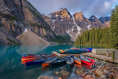 Moraine Lake Sunrise At The Canoe Dock Moraine Lake Banff National