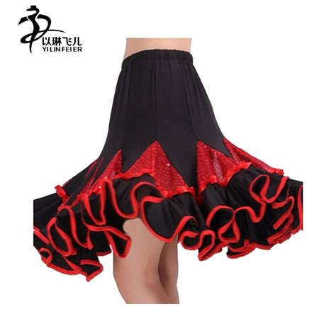 Flamenco Skirt Latin Salsa Tango Cha Cha Rumba Ballroom Dance Mini