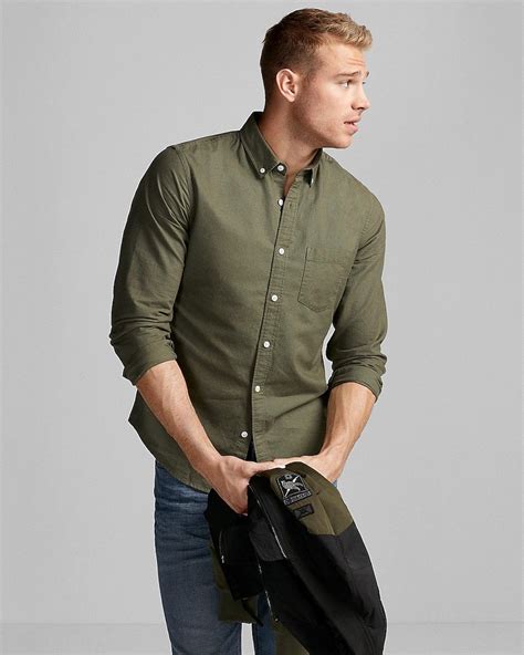 Olive Green Button Up For Adam Camisa Casual Masculina Homens De