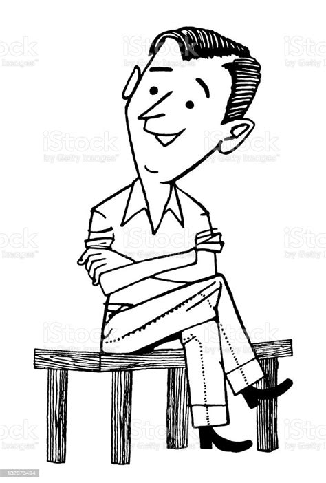 Man Sitting On Bench Stock Illustration Download Image Now Adult Adults Only Bench Istock