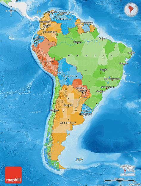Political Map Of South America Single Color Outside