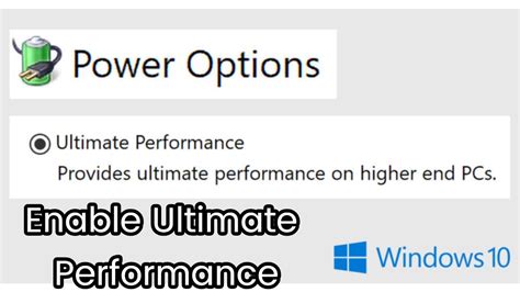 How To Enable Ultimate Performance Power Plan In Windows 10 Youtube