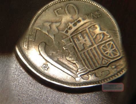 Rare Spain 1957 50 Ptas Pesetas Espana Coin Number 60 In The Star