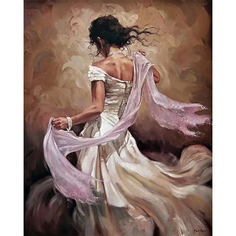 Wall Art Hand Painted Portraits Paintings Oil On Canvas Woman In White Dress Painting