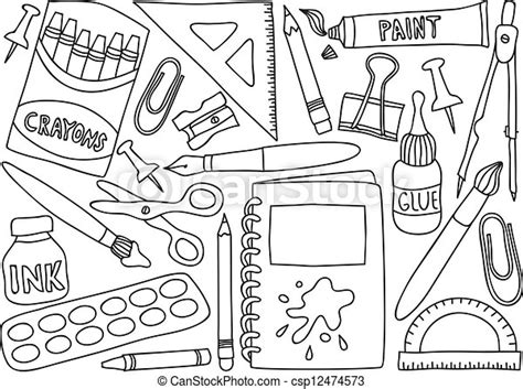 School Supplies Drawings Illustration Of School Or Office Supplies