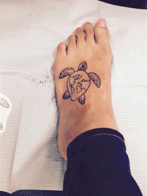 Elegant Turtle Tattoo On Foot Blurmark