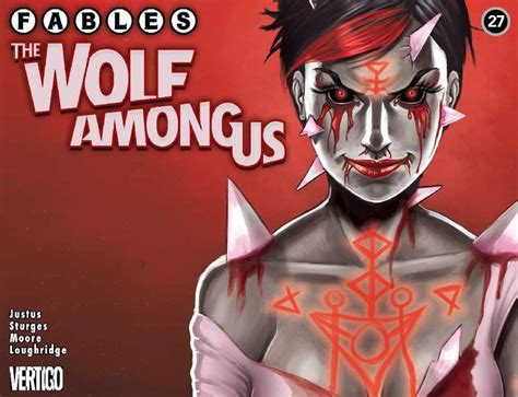 The Wolf Among Us Graphic Book Cover With An Image Of A Woman In Red