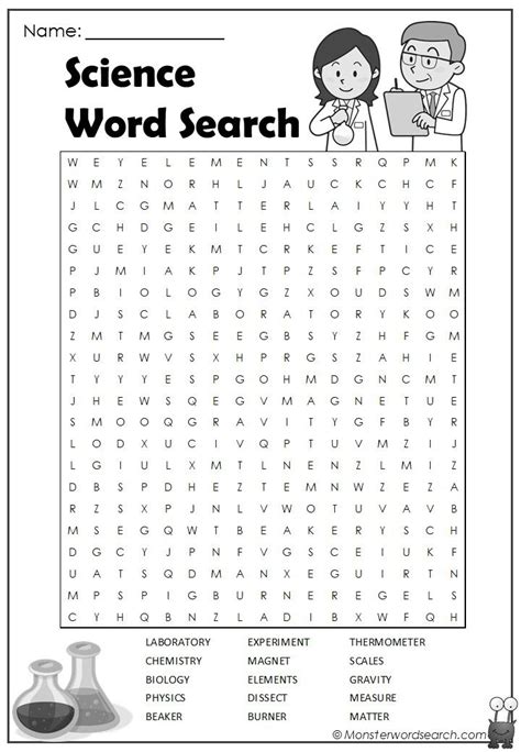 Science Word Search Science Words Science Word Search Math Words