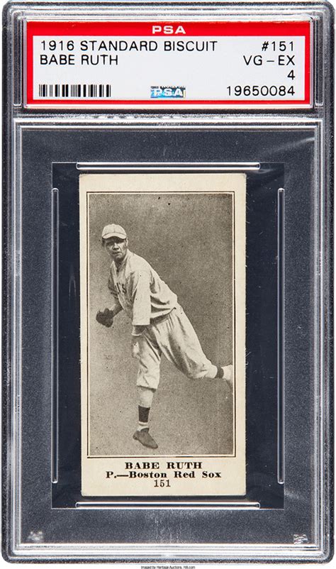 1916 Standard Biscuit Babe Ruth Baseball Card Tops 285 000
