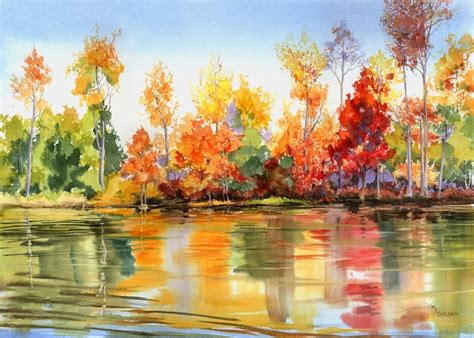 Autumn Reflections—black Water River With Fall Foliage Giclee