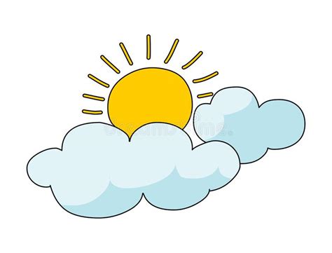 Sun And Clouds Clip Art Illustration Vector Isolated Stock