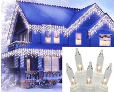 Set Of 300 Heavy Duty Clear Icicle Christmas Lights 3 Spacing White