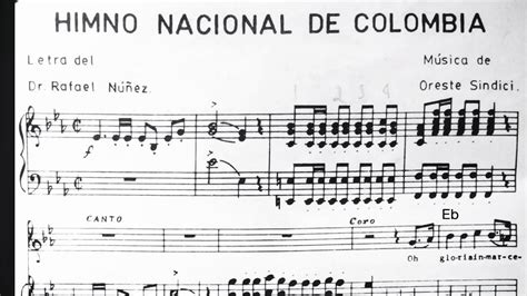 Partitura Himno Nacional De Colombia Tonalidad Mi Bemol Eb Original Piano Y Voz Accordi Chordify