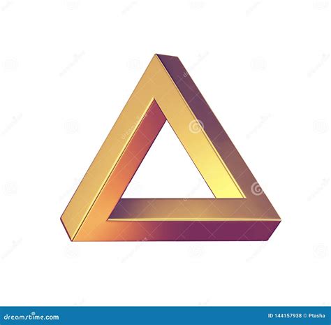 Optical Illusion Penrose Triangle Isolated On White Stock Illustration