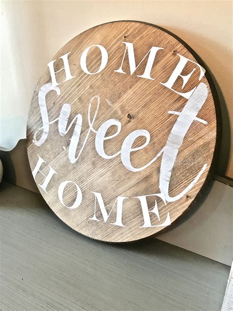 Home Sweet Home Rustic Round Farmhouse Wood Sign Super Cute For Living