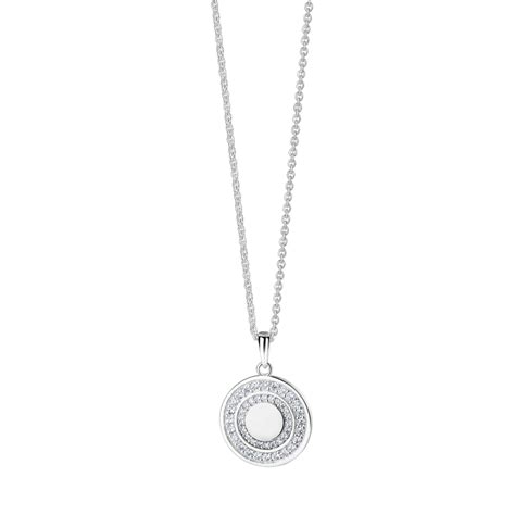 Circular Pendant With Clear Stones Silver Plated Pendants Necklaces