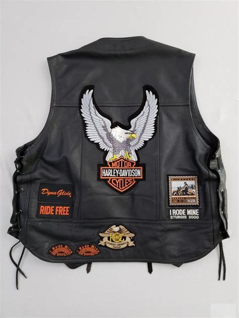 Harley davidson pins and back patches : Harley-Davidson Leather Vest 2xl + 14 Patches & Pins ...