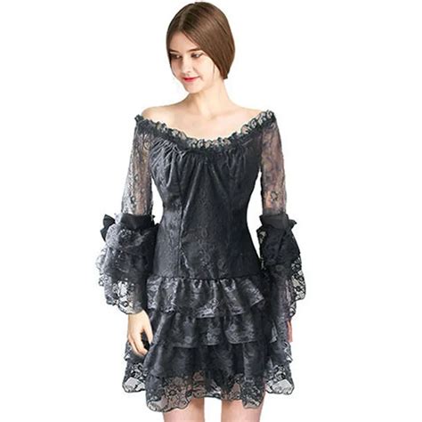 Autumn Ball Grown Dress Gothic 2018 Women Short Mini Dress Party Black