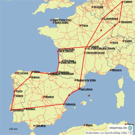 Was kostet ein roadtrip in frankreich, spanien und portugal? StepMap - Frankreich-Spanien-Portugal 2016 - Landkarte für ...
