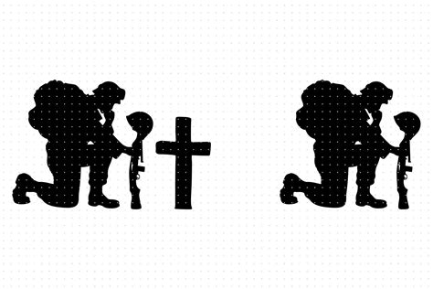 Kneeling And Praying Soldier On A Memorial Cross Svg By Crafteroks