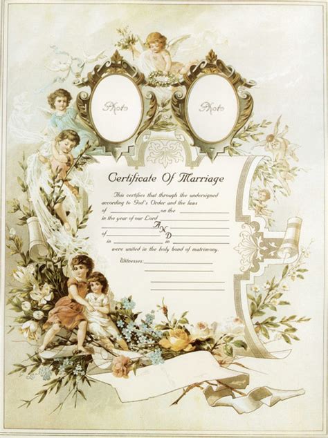 Traditional Marriage Sacrament Certificate With Angels Unframed