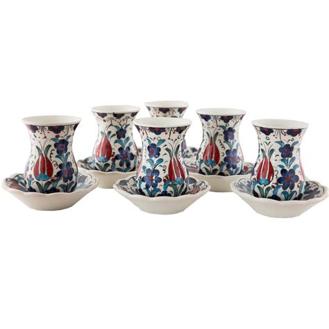 Stoneware Ceramic Turkish Tea Set Hand Made Turkish Tea Set Turkish