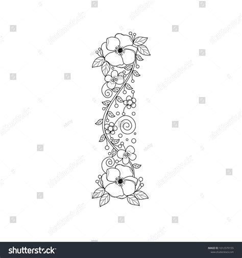 Floral Alphabet Letter Coloring Book Adults Stock Vector Royalty Free