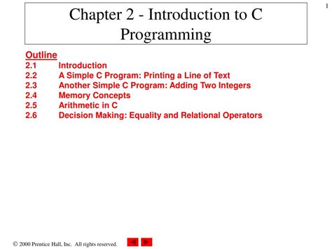Ppt Chapter 2 Introduction To C Programming Powerpoint Presentation