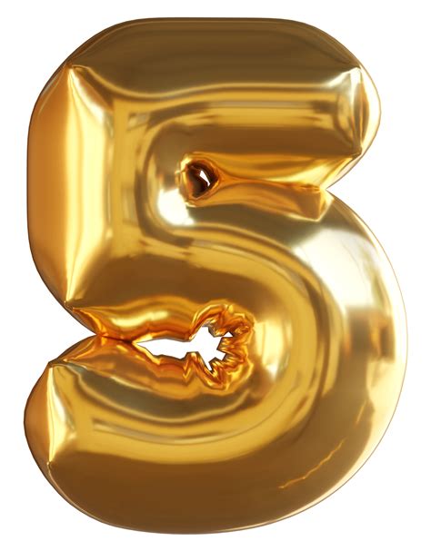 Golden Balloon Number 5 33127451 Png