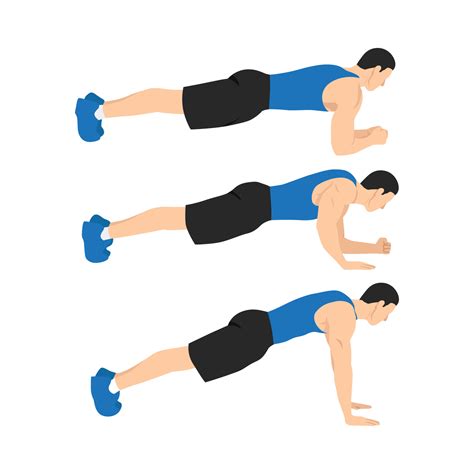 Man Doing Plank To Push Ups Movement Walking Plank Up Downs Abs