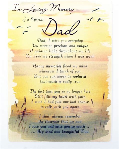 In Loving Memory Of Dad Grave Card Keepsake Poem Memorial Bereavement