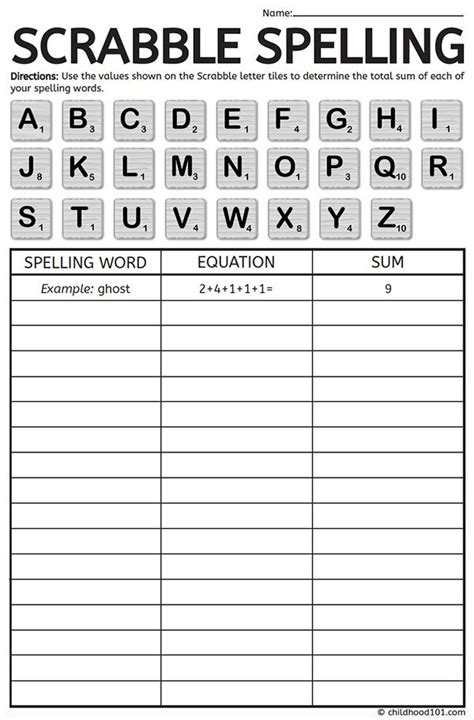 Free Printable Scrabble Spelling To Revise Any Spelling List Spelling