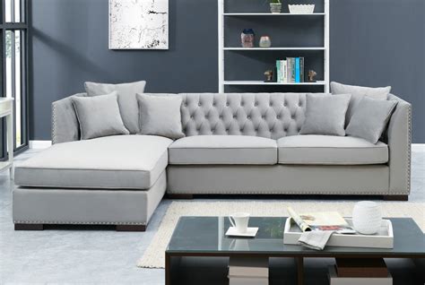 Grey Velvet Chesterfield Corner Sofa Chic Concept