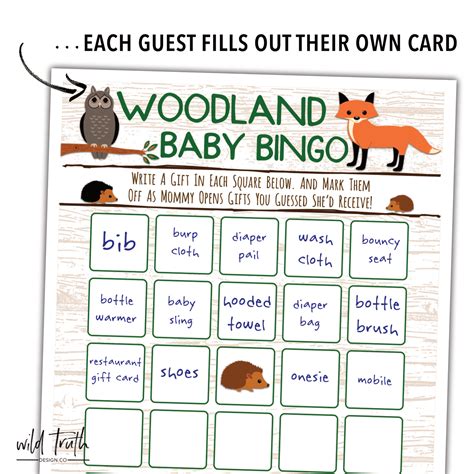 Woodland Animals Baby Shower Games Madlib And Bingo Gender Neutral