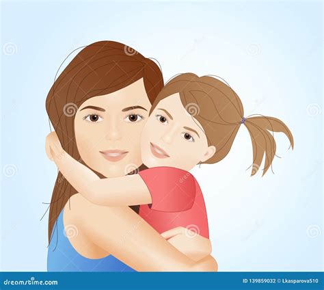 Mother Hugging Her Daughter Illustration Stock Vector Illustration Of Happiness Card 139859032