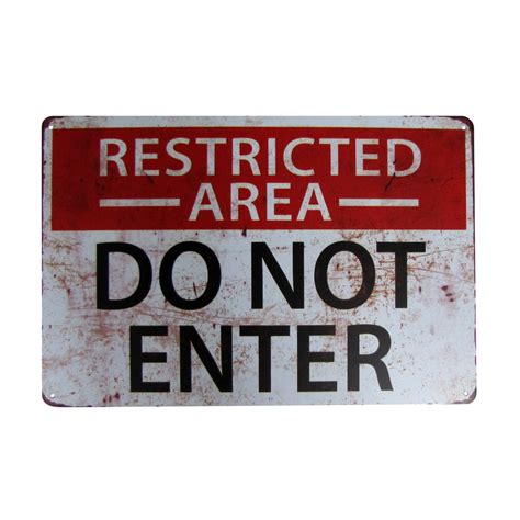 Do Not Enter Restricted Area Metal Sign Funny Kids Bedroom Door Man