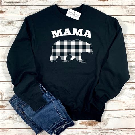Mama Bear Buffalo Plaid Sweatshirt Ice Cream Life