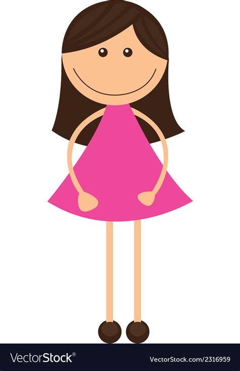 Girl Cartoon With Pink Dress Isolated Royalty Free Vector