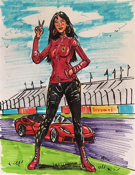 Ferrari Girl Drawing By Alejandro Lopez Tasso