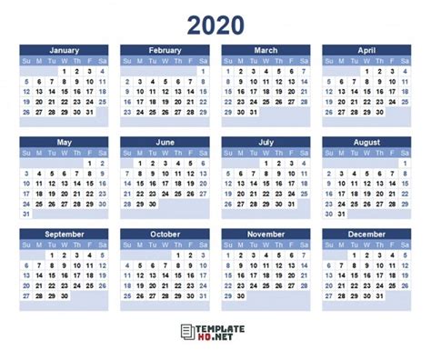 Ready To Use 2020 Calendar Printable Free Template Hq