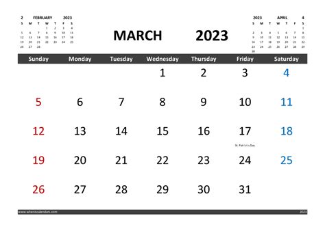 Free March 2023 Calendar Printable With Holidays