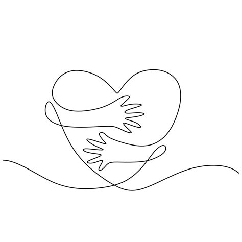 símbolo do coração desenho de linha de abraço de mão 3189266 Vetor