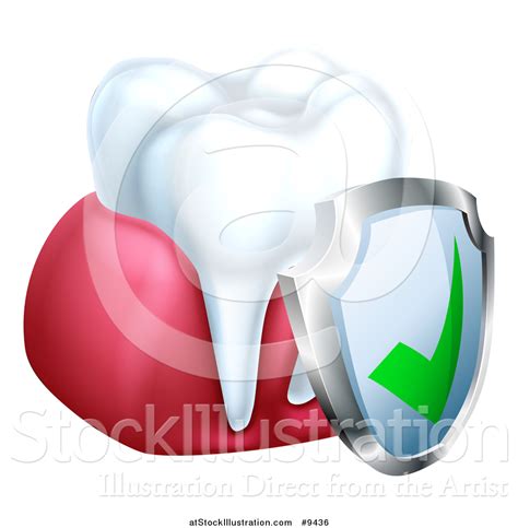 Vector Illustration Of A 3d White Tooth And Gums With A Protective