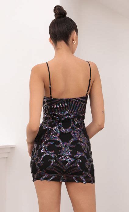 Party Dresses Iridescent Sequin Bodycon Dress In Black