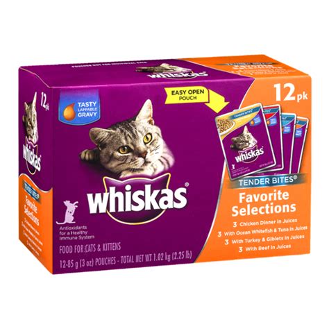 Cats can graze on dry kibble all day, plus it helps keep teeth clean. Whiskas Cat Food Tender Bites Favorite Selections - 12 CT ...