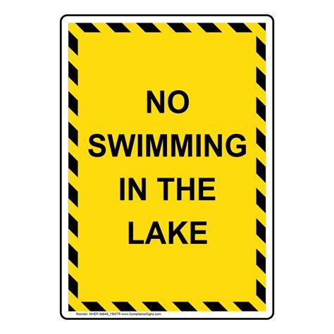 Vertical Sign Policies Regulations No Swimming In The Lake